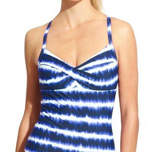 Athleta Del Mar Twister Tankini Top Tie Dye Blue